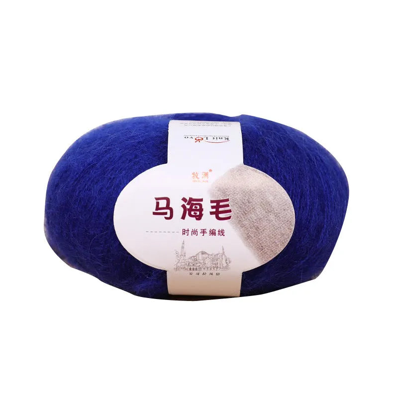 One ball of mohair yarn for DIY scarf making in a choice of 34 colours