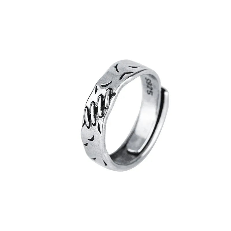 Black geometric adjustable copper ring with oval elements for women's fashion jewellery