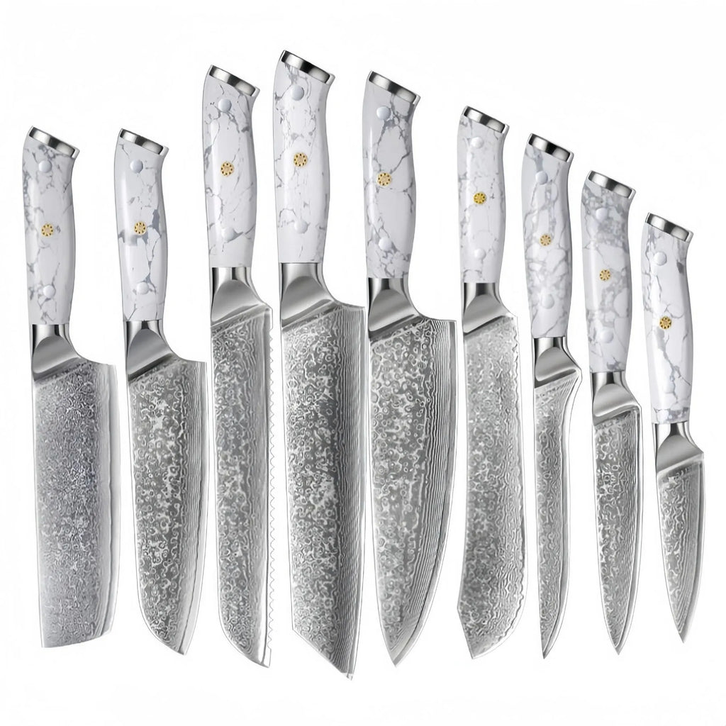 Damascus pattern VG10 steel chef knife with 21cm blade and 11cm handle for kitchen use