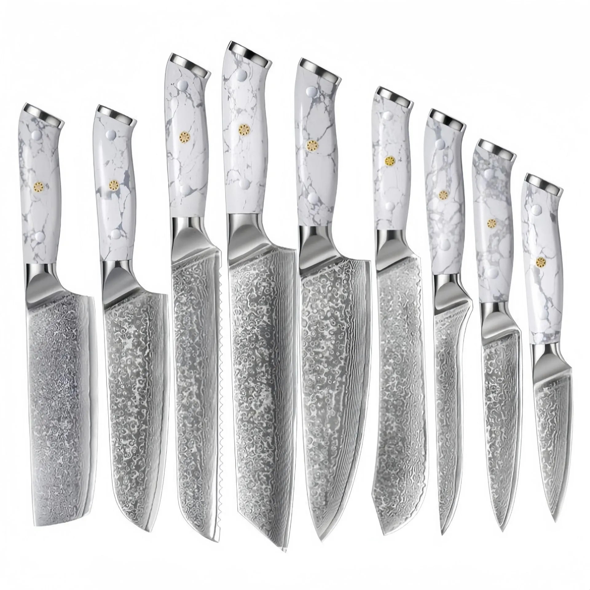 Damascus pattern VG10 steel chef knife with 21cm blade and 11cm handle for kitchen use