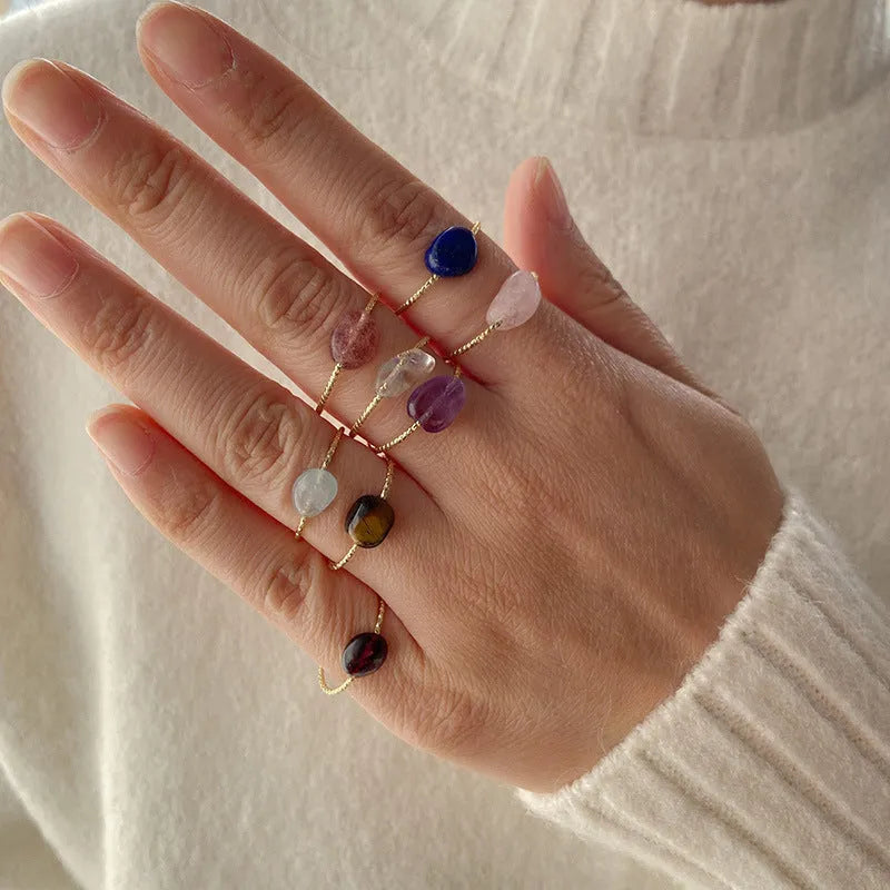 Women's geometric-shaped agate ring in an original design, showing one of eight available colour options.