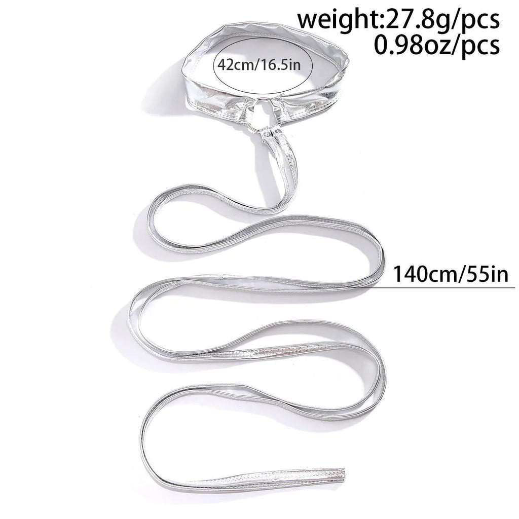 Silver alloy thigh chain with geometric shape and lace-up cross design for adjustable fitting