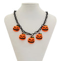 Halloween ghost pumpkin necklace with mixed colour acrylic pendant on regular chain