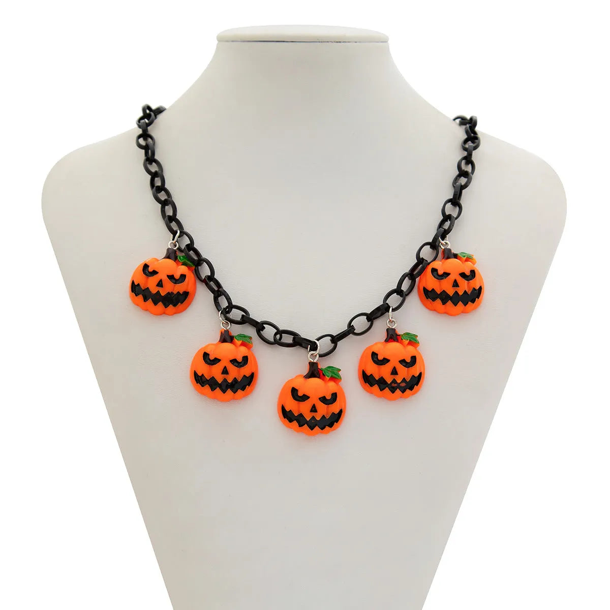 Halloween ghost pumpkin necklace with mixed colour acrylic pendant on regular chain