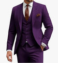 Men's slim fit three-piece suit in a choice of nine colours including bright red and khaki.