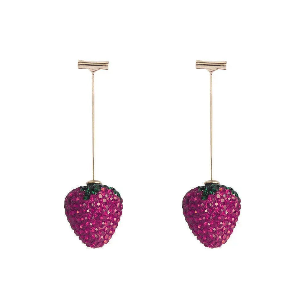 Geometric strawberry earrings with spot drill texture in six colour options