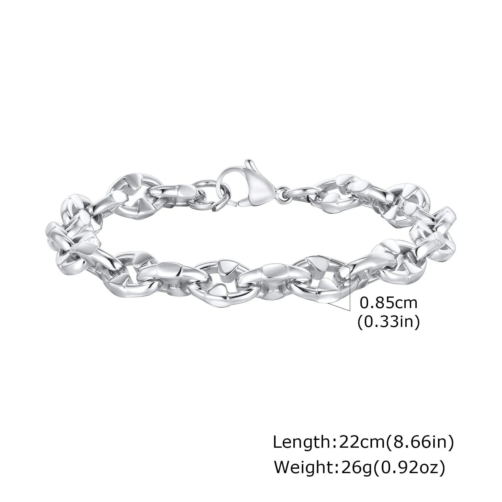 Thick stainless steel geometric chain bracelet for men's hip hop jewellery