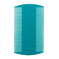 Double-sided plastic flea and lice comb with fine metal teeth, shown in assorted colours.