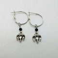 Silver colour round ring earrings with Tibetan antelope style decoration
