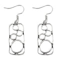 Geometric round ring earrings with irregular square design in antique silver zinc alloy