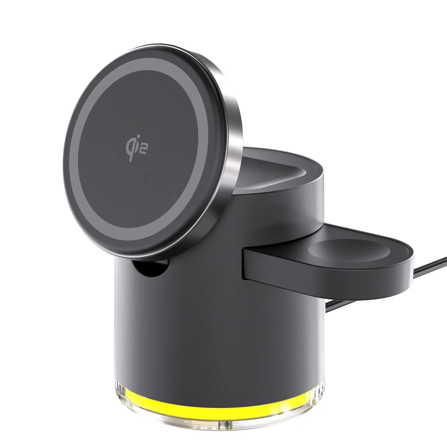 C16 Magnetic Three-in-one Wireless Folding Charger in Black and Ivory White, shown open and folded.
