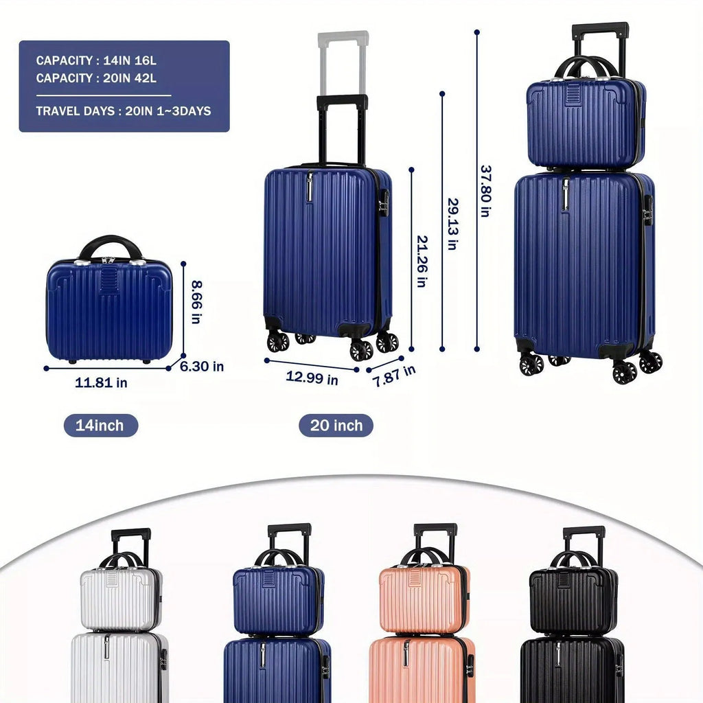 Aluminium alloy luggage and mini box travel set with two trunks in towel colour