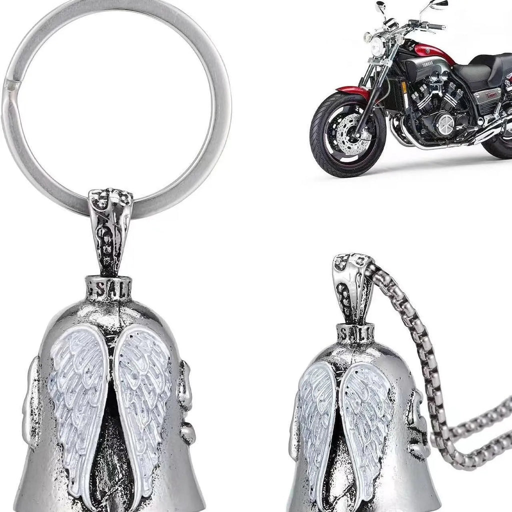 White vintage angel feather keychain and pendant necklace set on alloy