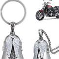 White vintage angel feather keychain and pendant necklace set on alloy