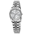 Women's waterproof quartz fashion watch with 10mm thickness in gold and silver colour options