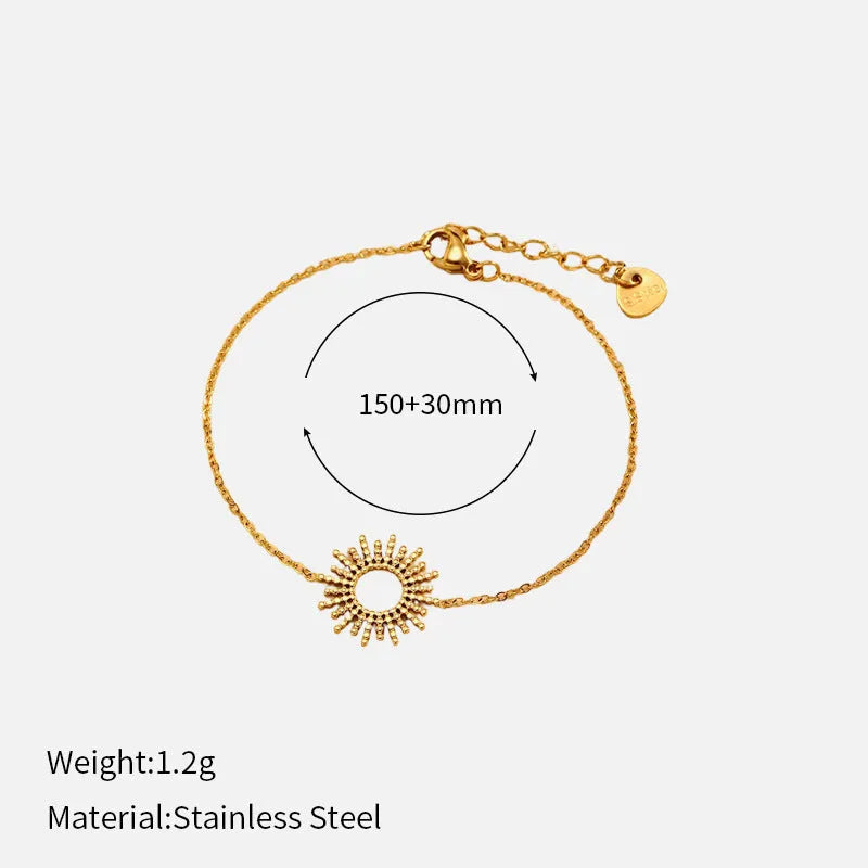 Sunflower series women's gold jewellery set showing necklace and bracelet with geometric chain design