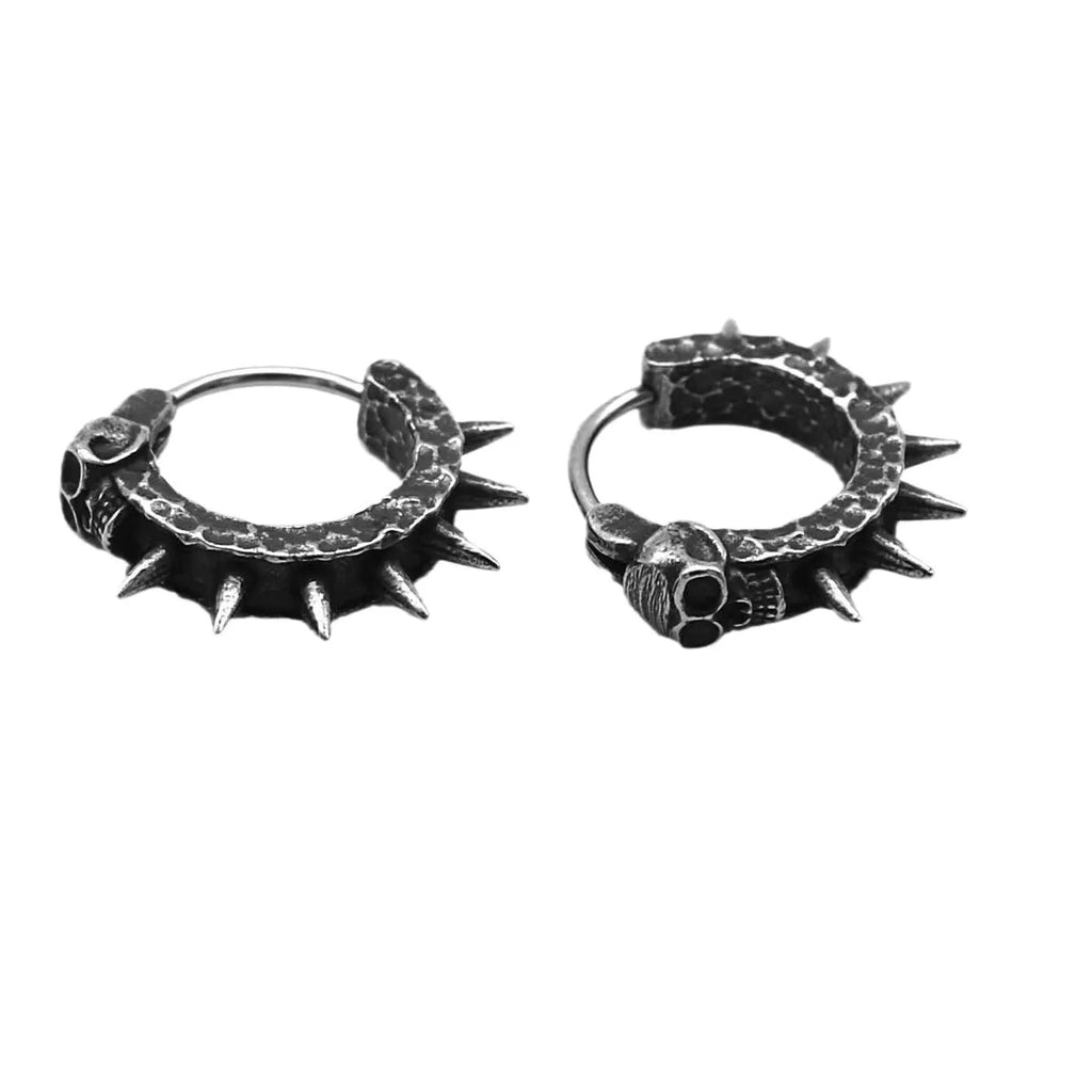 Copper plastic punk motorcycle geometric alloy earrings in black retro design