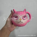 Resin crystal earth cat cup desk ornament in purple, green, blue, or pink colour with base