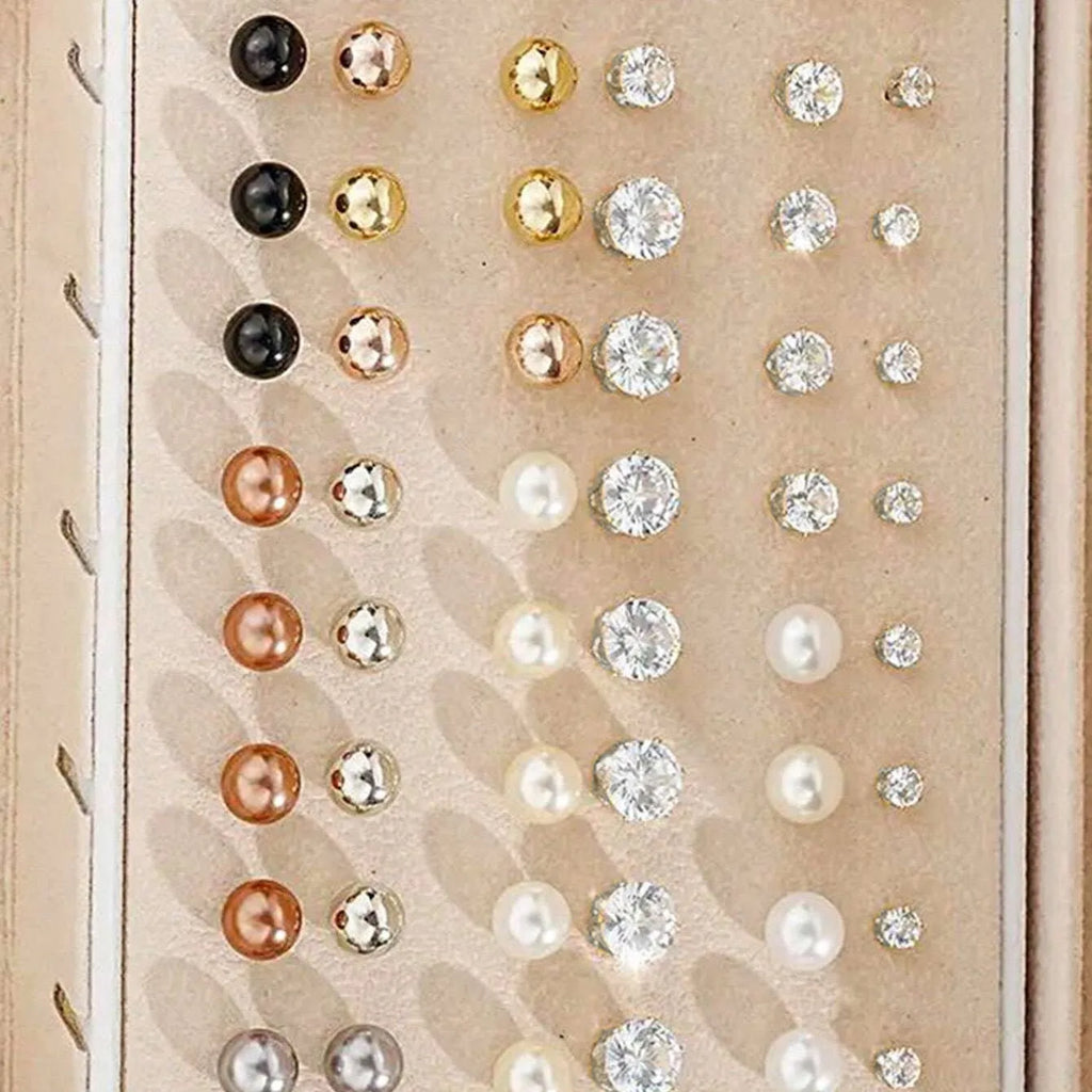 108 alloy geometric pearl earrings with gold and yellow electroplated finishes