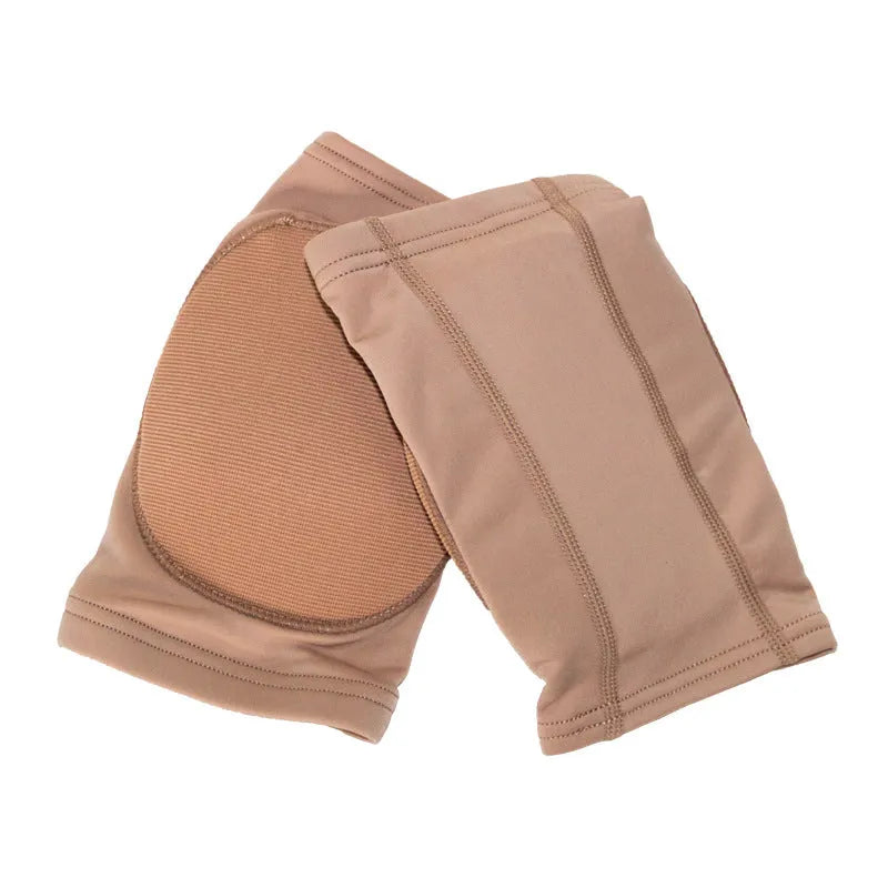 Ballet dance knee pads for yoga exercise in skin colour and black options, showing five size options