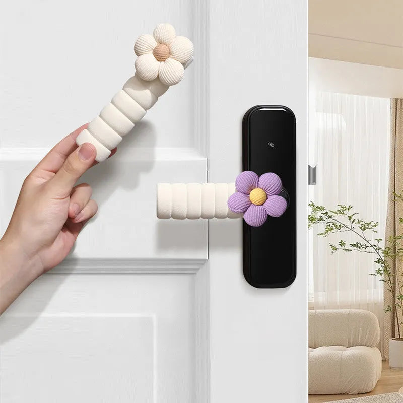 Round flower pattern door handle protective cover in PEVA material for anti-collision protection