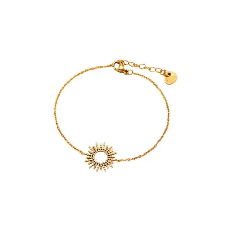 Sunflower series women's gold jewellery set showing necklace and bracelet with geometric chain design