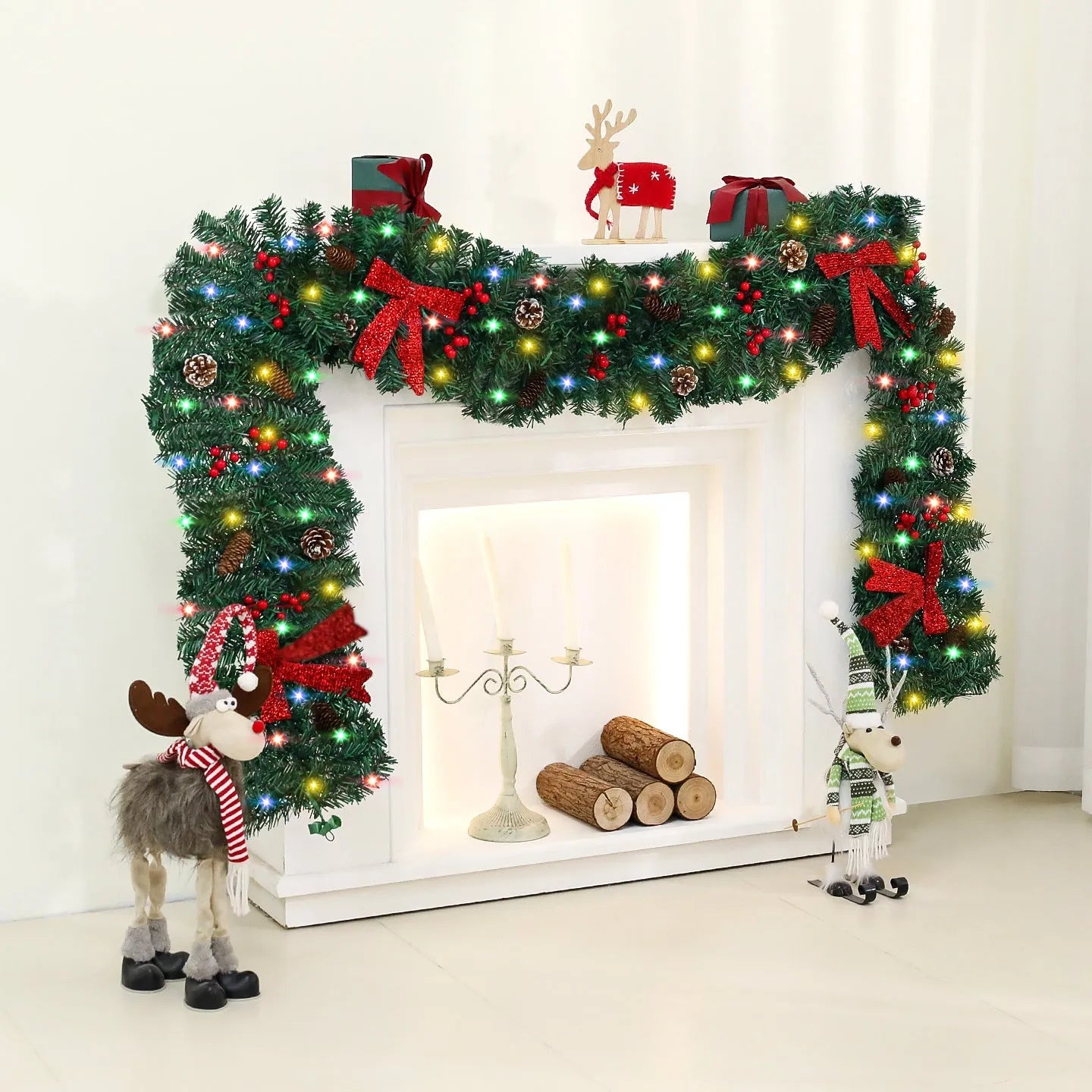 European style rattan pine cone bow Christmas cane decoration with PVC construction