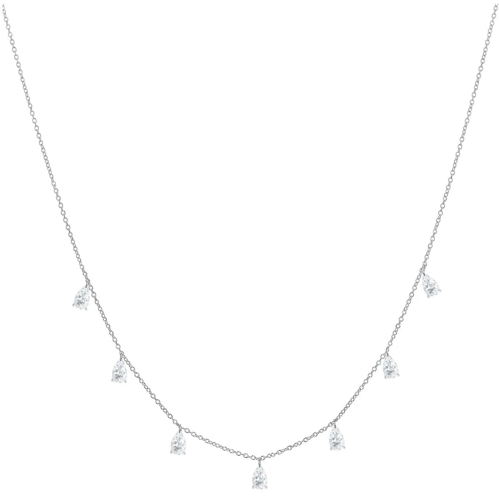 Gentle drop-shaped artificial zircon necklace on adjustable O-chain in 925 silver with triangular design elements