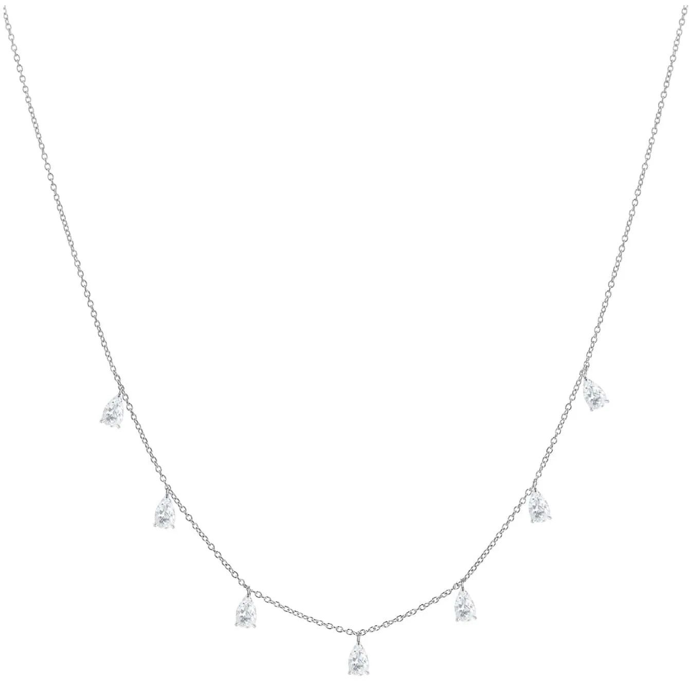 Gentle drop-shaped artificial zircon necklace on adjustable O-chain in 925 silver with triangular design elements