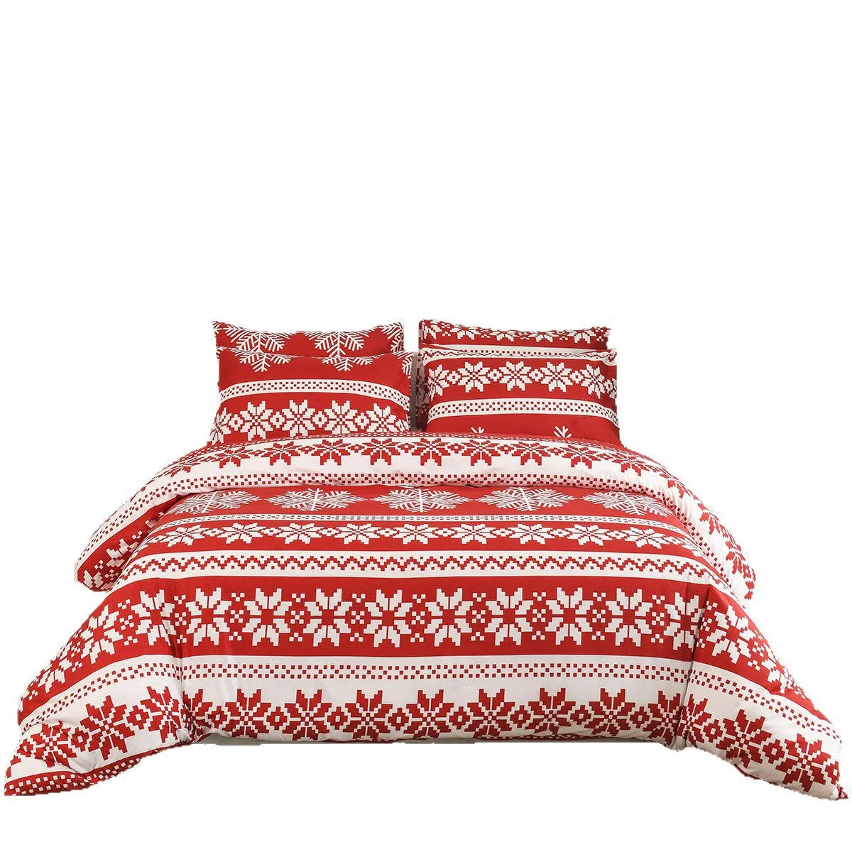 Winter Sleepers red Christmas pattern bed three-piece set with duvet cover and pillowcases