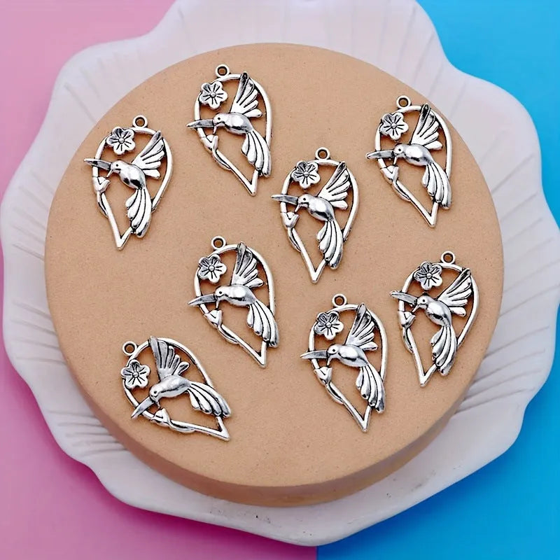 Alloy cuckoo bird pendant with magpie pattern for DIY jewellery making