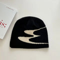 Acrylic knit beanie hat for men and women in black, grey, or white, M size 56-58cm.
