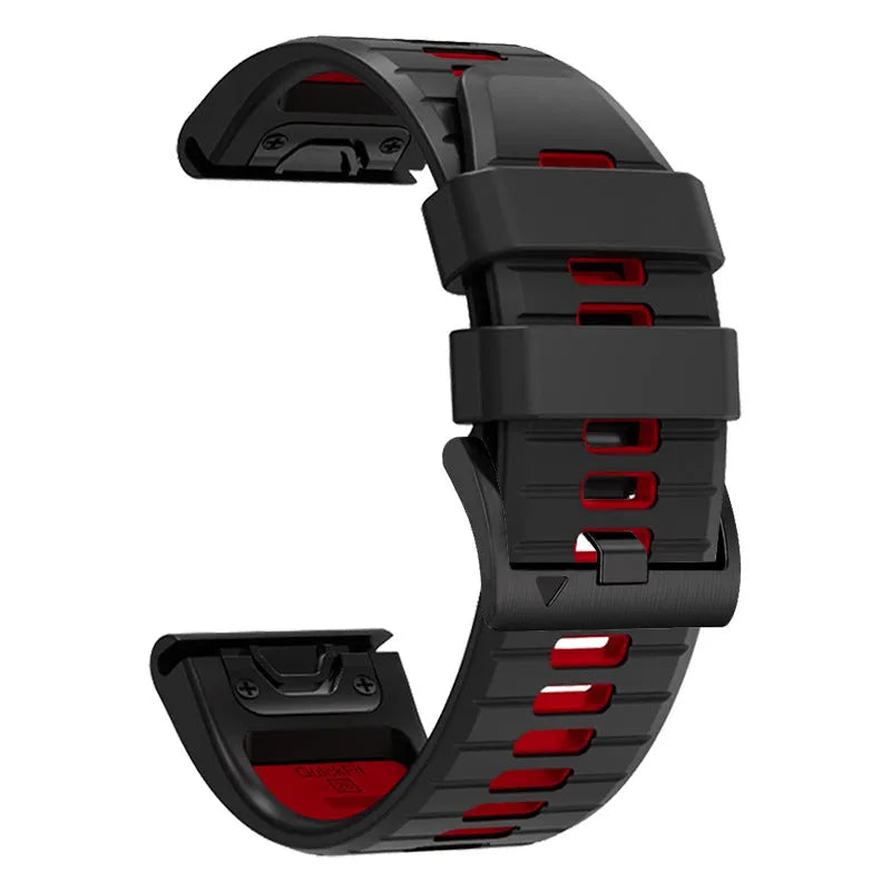Two-colour quick release silicone replacement strap for Garmin Fenix smartwatch