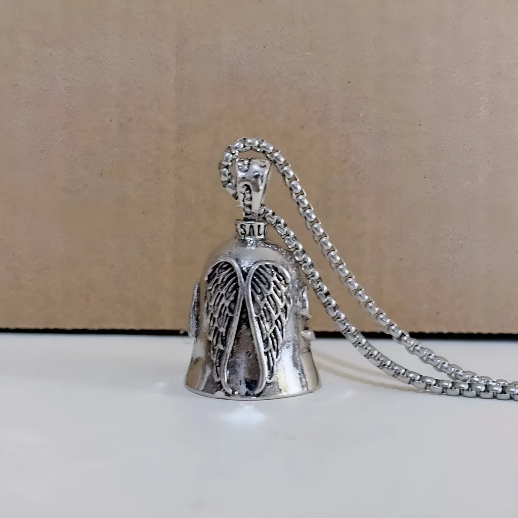 White vintage angel feather keychain and pendant necklace set on alloy