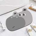 Diatomite absorbent bathroom mat with cartoon animal design in one of three available sizes