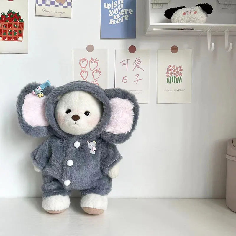 Grey elephant jumpsuit suit for 30cm Lina bear doll on mannequin