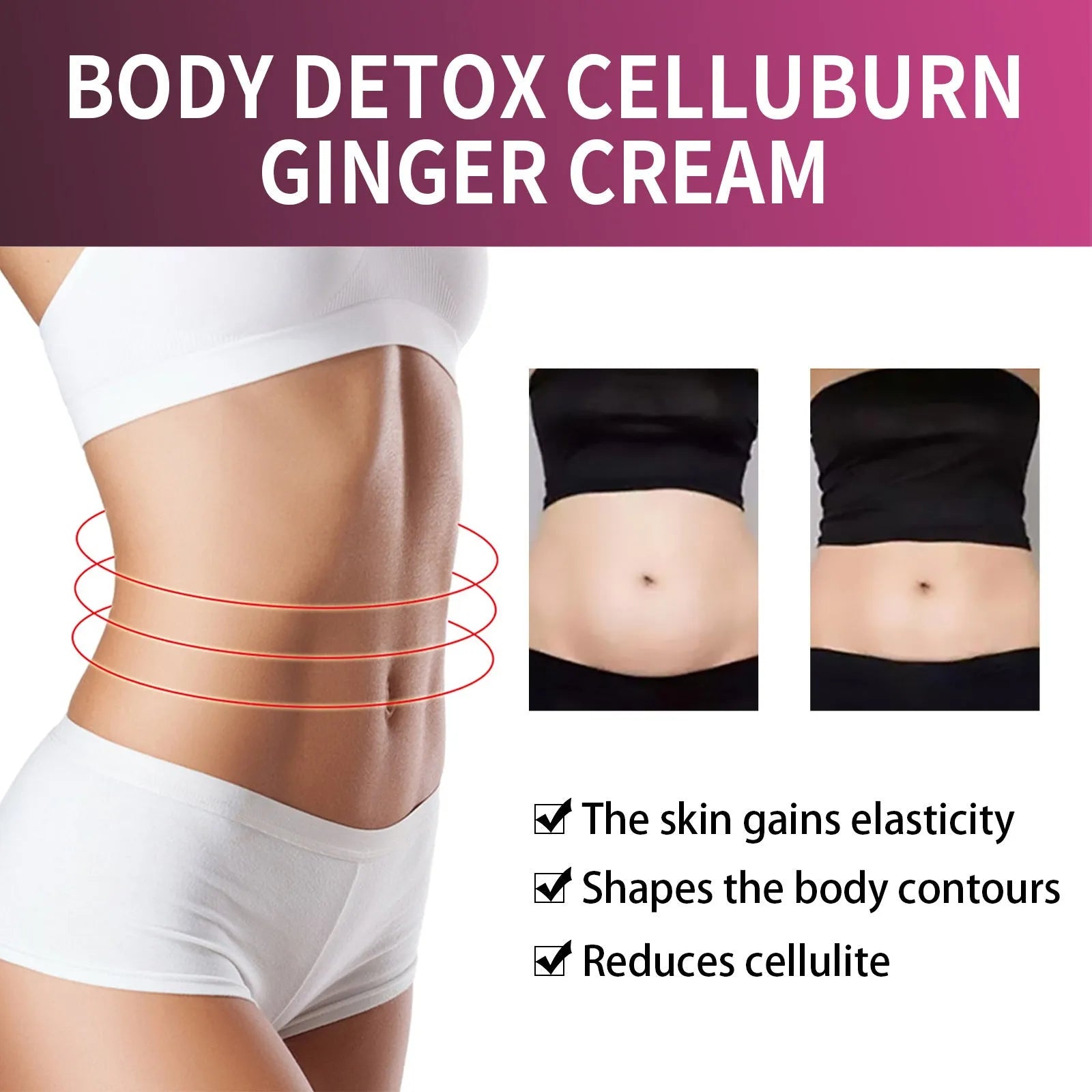 15g tube of Ginger Body Thigh Slimming Shaping Tightening Cream with olive oil and hyaluronic acid.