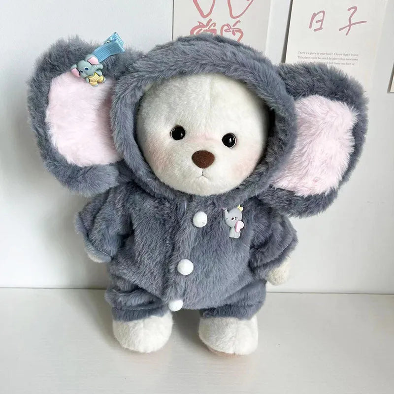 Grey elephant jumpsuit suit for 30cm Lina bear doll on mannequin
