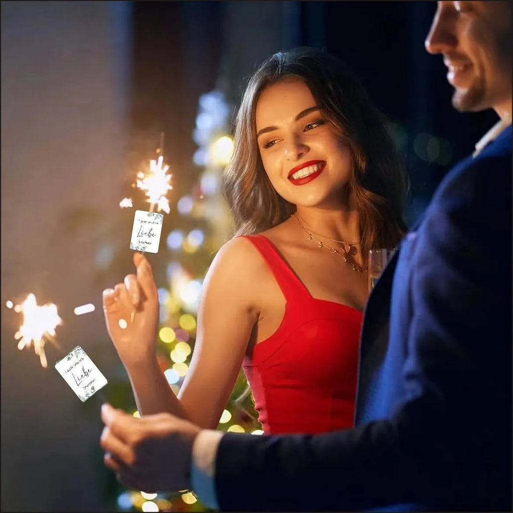 G45 style fireworks decorative paper labels with I Make Love Sparkling text for weddings