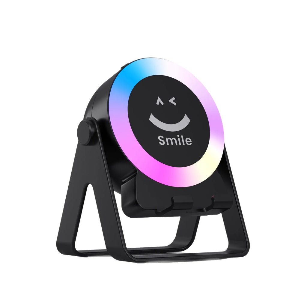 Black induction bracket wireless speaker with LED lights and motion sensor for retail displays