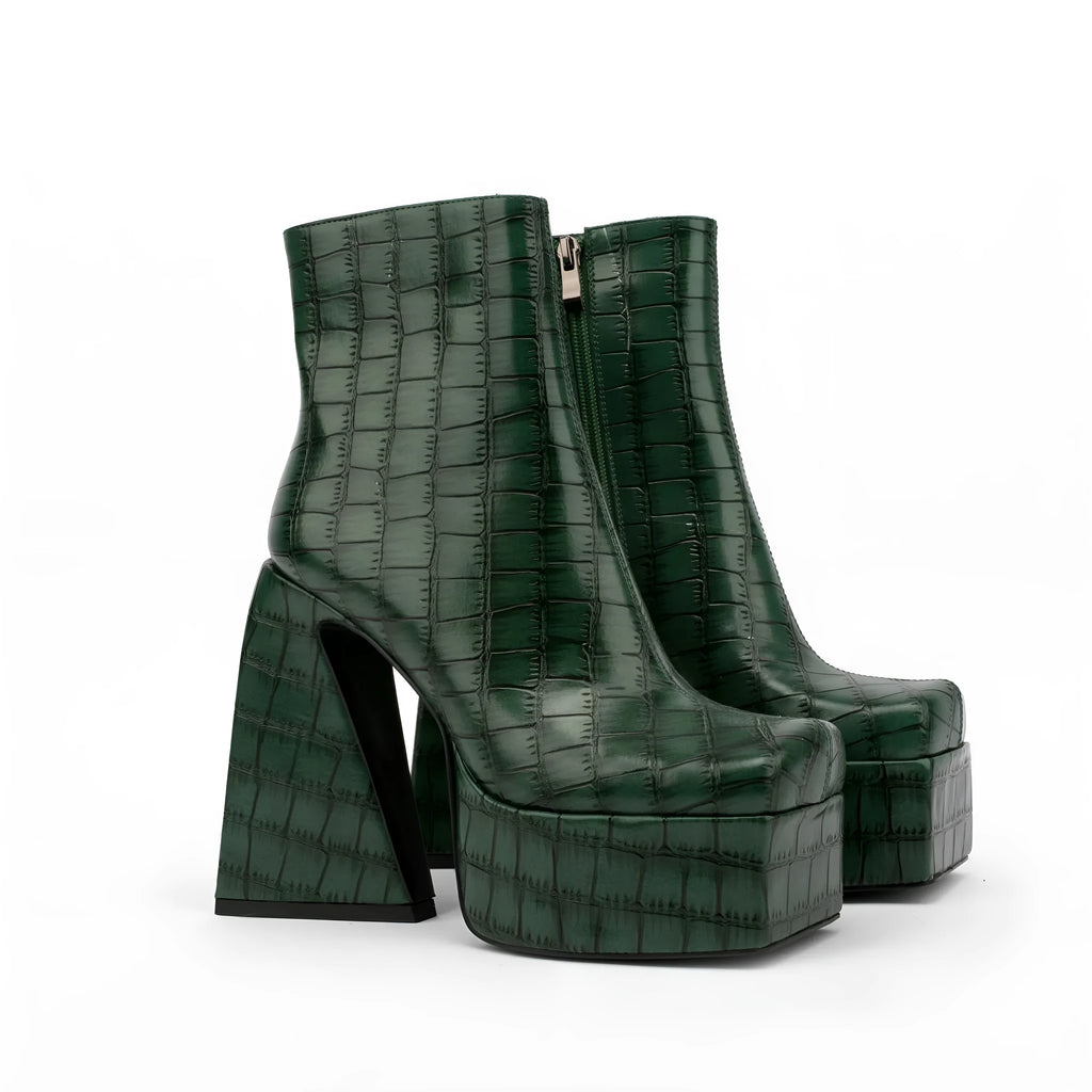 Women's super high heel ankle boots in solid colour with artificial PU upper
