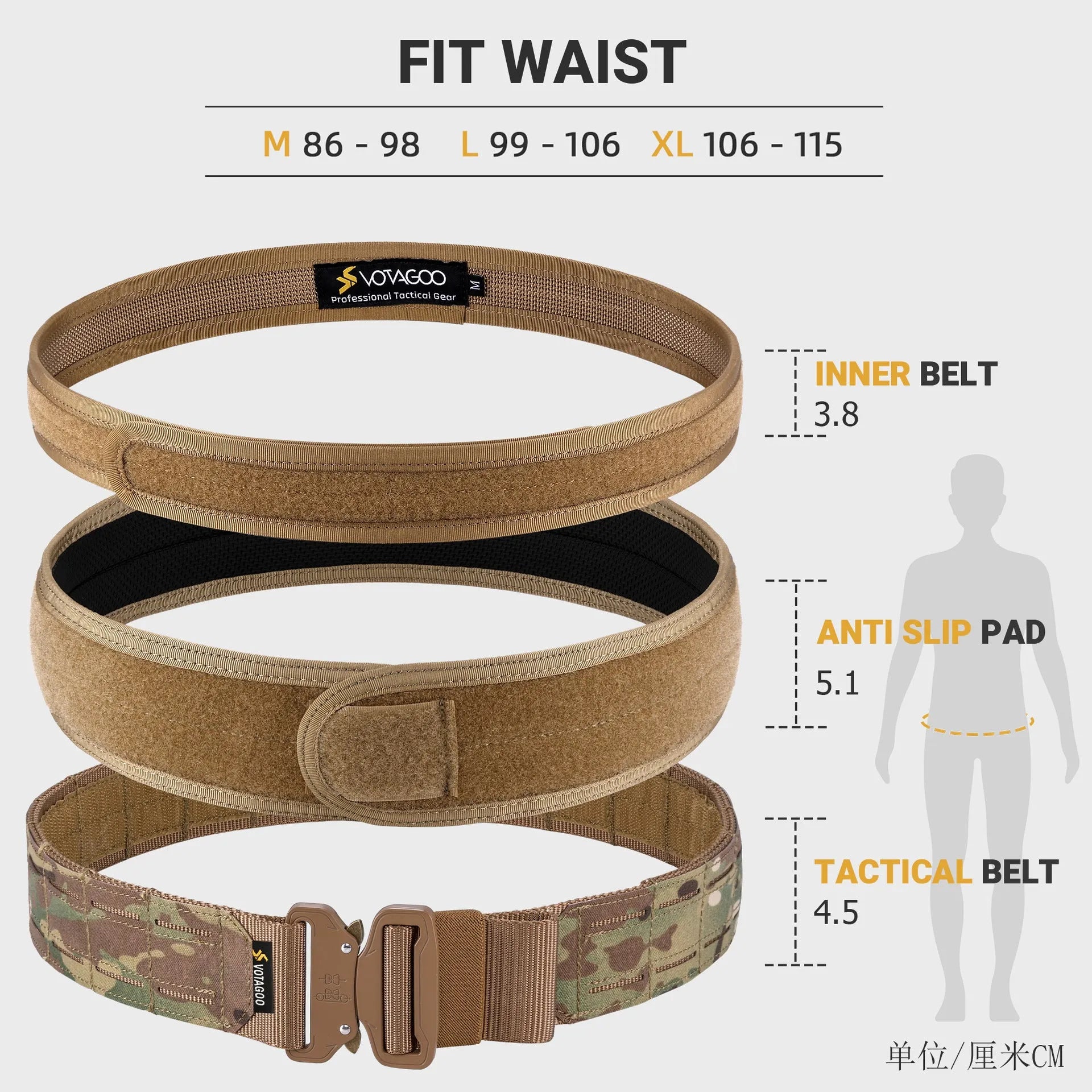 VOTAGOO 2-inch wide nylon tactical belt with alloy quick-release buckle in CP camouflage colour.