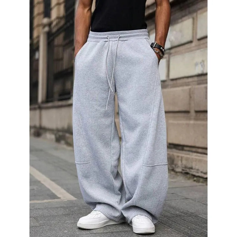 Men's straight-leg high waist casual pants in a light grey bamboo blend fabric, shown with a cropped length.