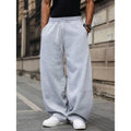Men's straight-leg high waist casual pants in a light grey bamboo blend fabric, shown with a cropped length.