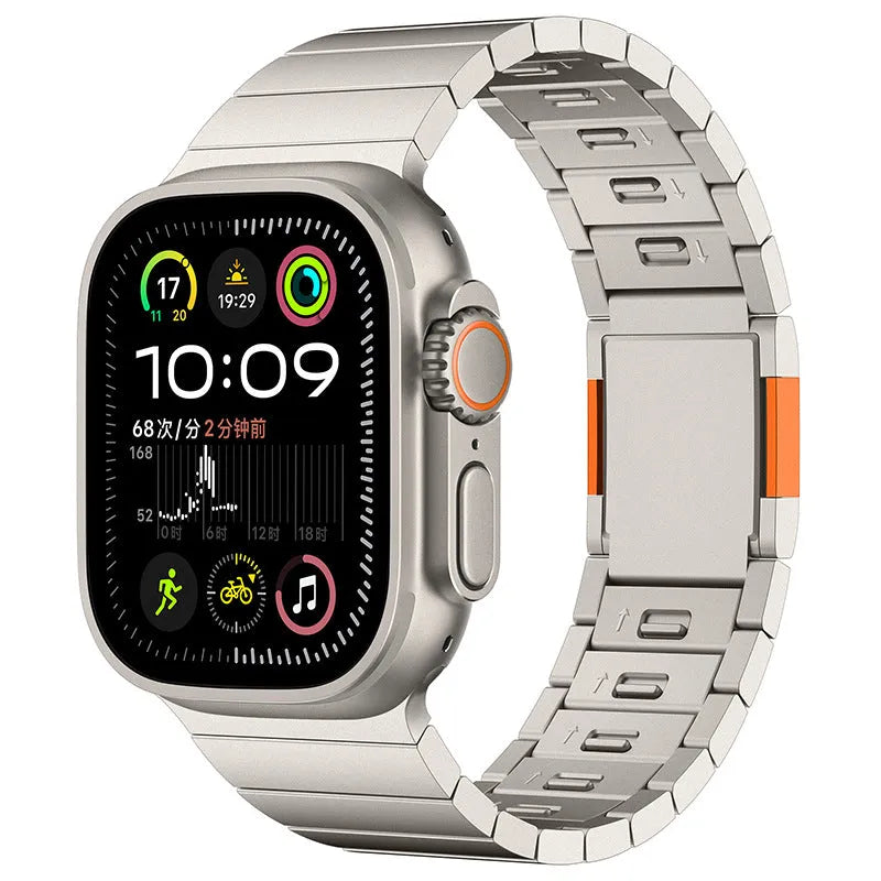 Steel Apple Watch strap with magnetic buckle in business style design