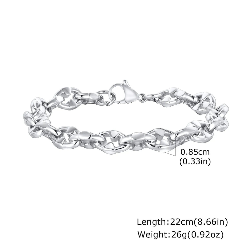 Thick stainless steel geometric chain bracelet for men's hip hop jewellery
