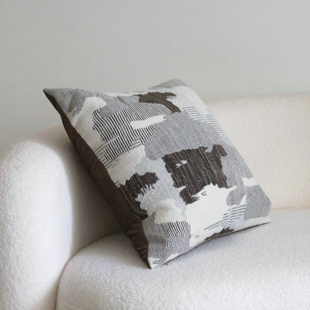 Coffee brown Chinese classical style cushion with brushed fabric in 30x50cm waist pillow size