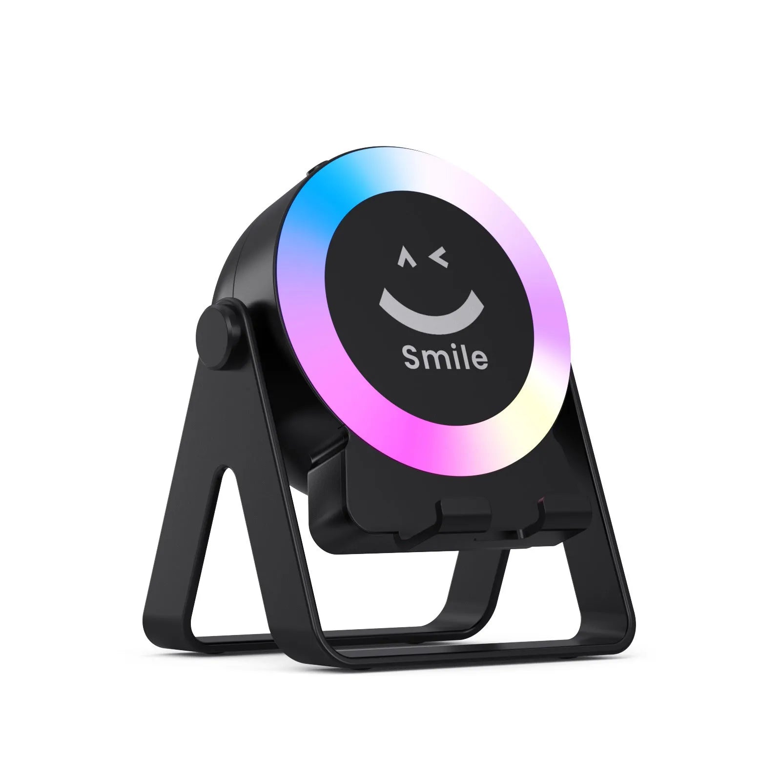 Black induction bracket wireless speaker with LED lights and motion sensor for retail displays