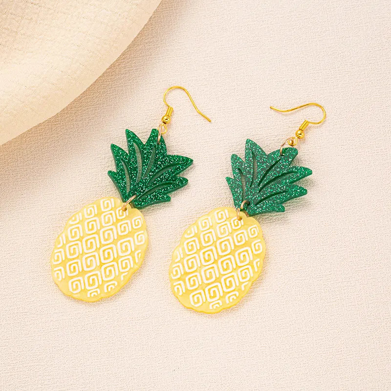 Acrylic drop-shaped summer coconut design earrings with alloy hooks in one of five colour styles.