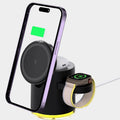 C16 Magnetic Three-in-one Wireless Folding Charger in Black and Ivory White, shown open and folded.
